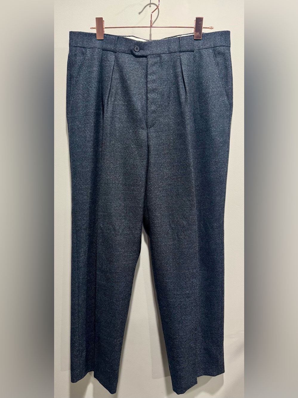 Vintage Missoni Uomo Wool Pleated Trousers Italy Grey Blue Flecked Pants 36x31⁠